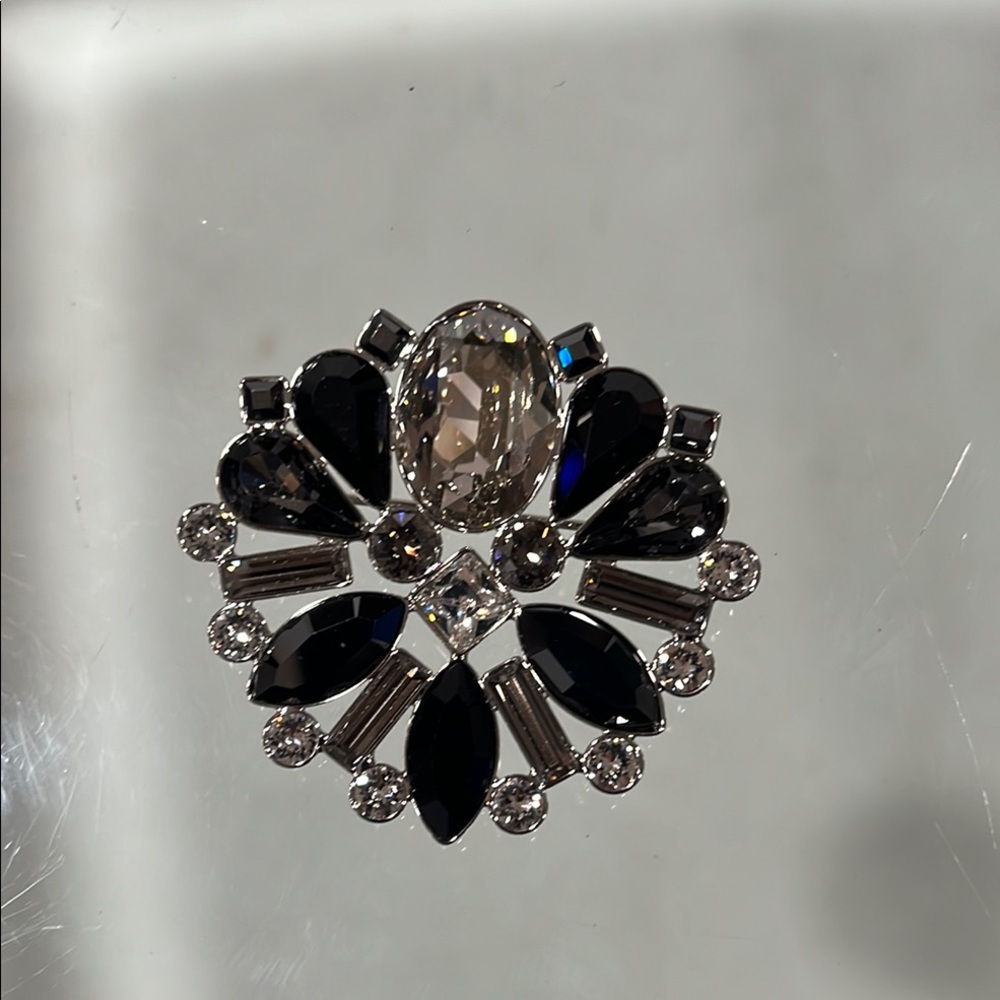 Swarovski Elegant Black and Silver Brooch